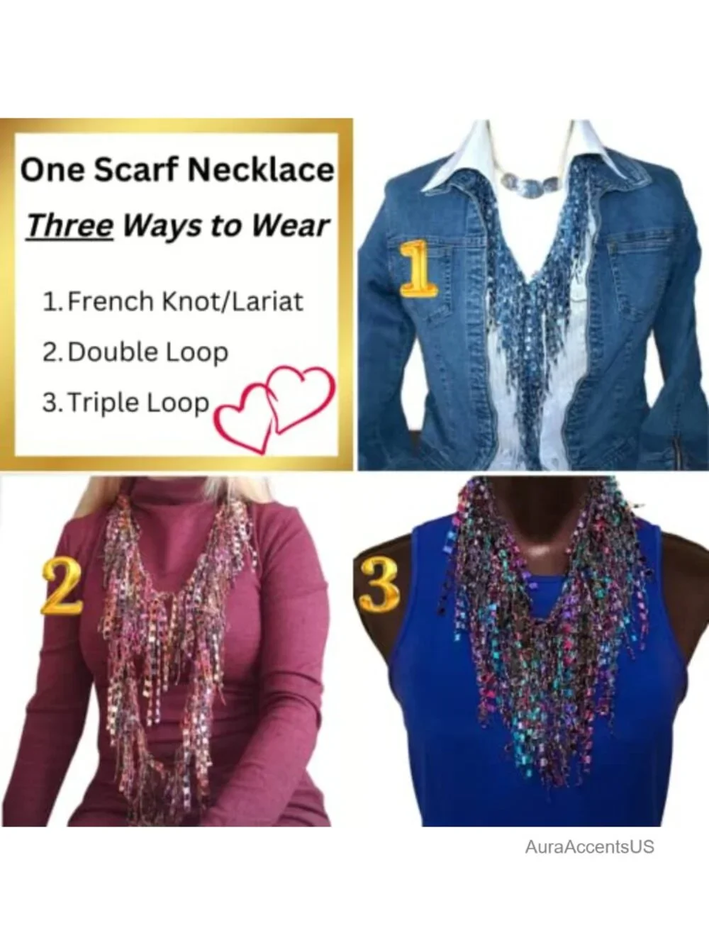 Lightweight Infinity Scarf Necklace with Metallic Threading